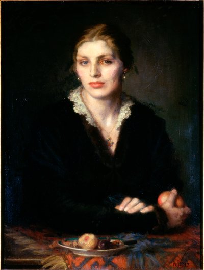 水果女士Gladys Holman Hunt，1917年布面油画 作者 多萝西·兰道（Dorothea Landau）