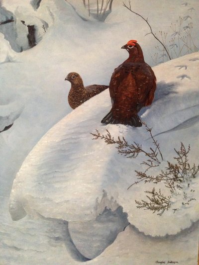雪中松鸡，约 1985 年（布面油画） 作者 道格拉斯·安德森