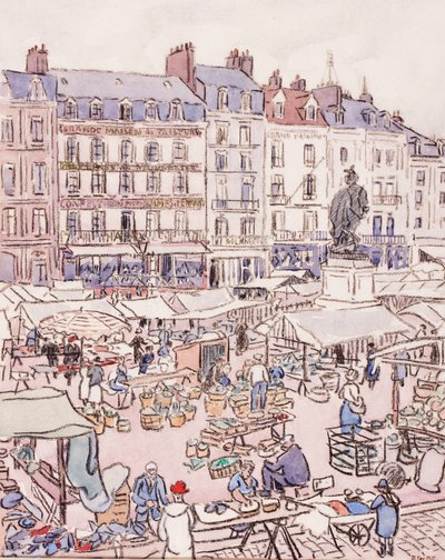 放置Nationale，Dieppe，c.1910（粉笔和wc在纸上） 作者 道格拉斯·福克斯·皮特
