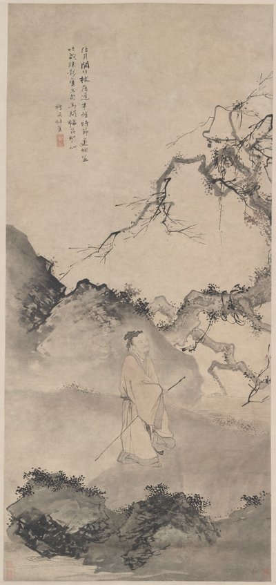 诗人林逋在月光下徘徊，14世纪末。 作者 有劲