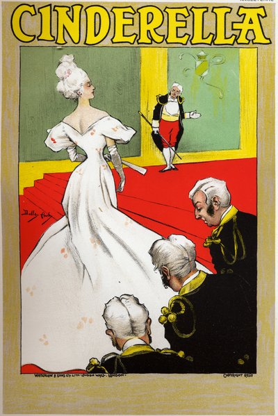 文学。 童话故事。 灰姑娘。 达德利·哈迪 (Dudley Hardy) 于 1890 年在英国伦敦举办的展览海报（海报） 作者 达德利·哈迪