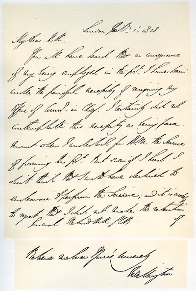 惠灵顿公爵于1828年2月1日给罗兰希尔将军的信。 作者 Duke of Wellington