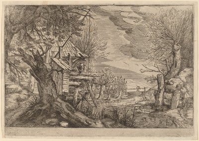 河边的木屋景观 作者 荷兰 17 世纪，原名 Jacques de Gheyn II