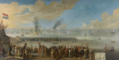1653年3月14日里窝那战役，这是英国 - 荷兰第一次战争后的一次事件，发生在1653年至1960年之间 作者 荷兰学校