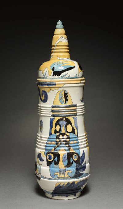 有盖罐子，由Theodorus AC Colenbrander（1841-1930）设计，由荷兰Rozenburg工厂制造 作者 荷兰学校