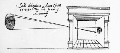 首次出版的1544年1月观测日食的暗箱的插图 作者 荷兰学校