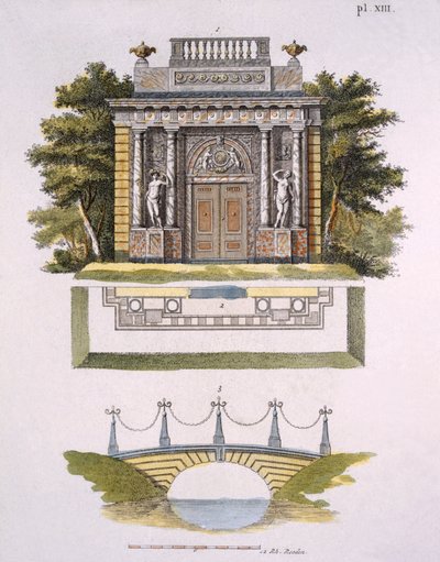 花园装饰品，来自G. van Laar的“花园宝石杂志”，出版于1802年 作者 荷兰学校