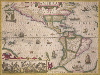 美国地图，墨卡托地图集，酒吧。作者：Jodocus Hondius（1563-1612），阿姆斯特丹，1606 作者 荷兰学校