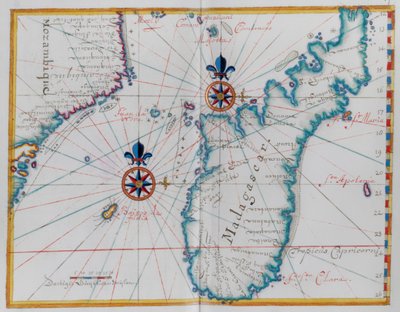 莫桑比克部分海岸和马达加斯加岛地图。 作者 荷兰学校