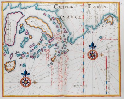 显示中国部分海岸和岛屿的地图。 作者 荷兰学校