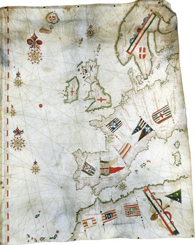 西欧和北非的波多兰海图，约1580年 作者 荷兰学校