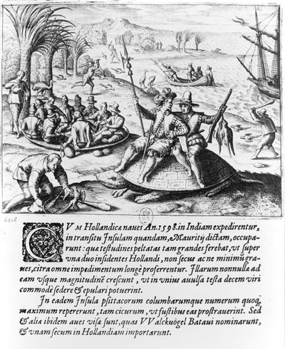 1598年在毛里求斯的荷兰人，由de Bry雕刻 作者 荷兰学校