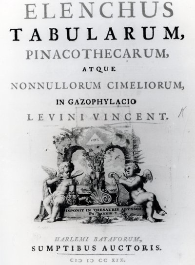 由莱圣文森特名单表标题页，1719出版 作者 Dutch School