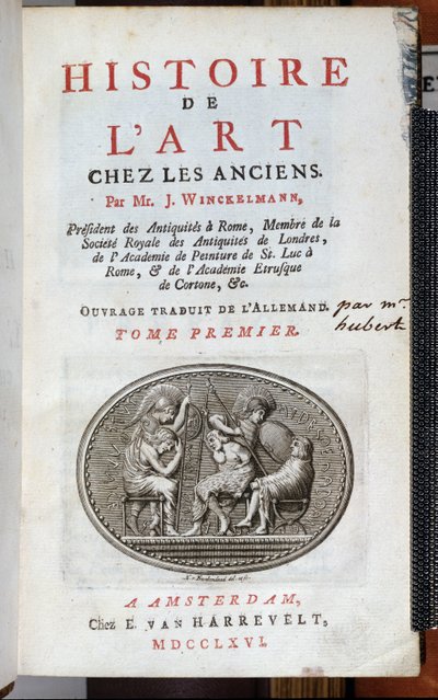 约翰·约阿希姆·温克尔曼（1717-68）在古代艺术史上的标题页，出版于1766年的阿姆斯特丹 作者 荷兰学校