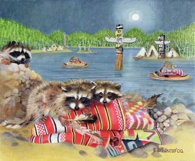 Racoons，2000（画布上的丙烯酸） 作者 EB瓦特