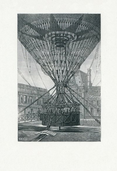 使用热气球的全景观景台，酒吧。 c.1880（bw雕刻） 作者 EA Tilly