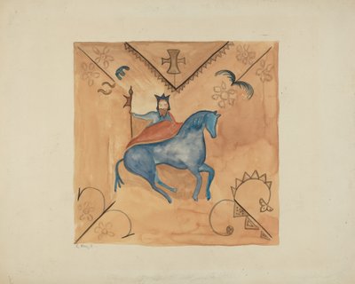 画在鹿皮上的圣乔治，1935-1942。 作者 E. 博伊德
