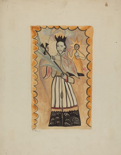 圣约翰-尼波穆森--1800年以前画在水牛皮上，1935-1942年。 作者 E. 博伊德