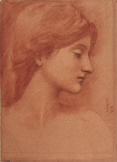 女性头像 - 爱德华-科利-伯恩-琼斯爵士（伯恩-琼斯）（1833-1898）的绘画作品 - 1894 - 纸上色粉和粉笔 - 38,4x27,7 - 巴塞罗那加泰罗尼亚国家艺术博物馆 作者 E.伯恩·琼斯