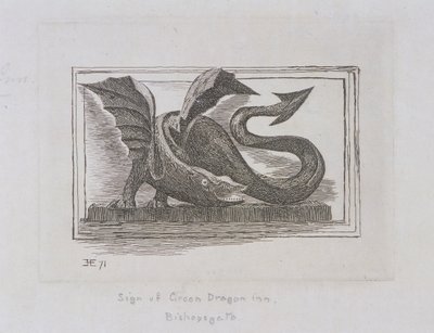 伦敦Bishopsgate的绿龙旅馆的标志，1871年 作者 爱德华兹