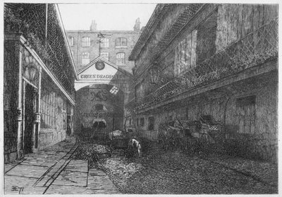 伦敦市Bishopsgate的绿龙旅馆，1871年 作者 爱德华兹