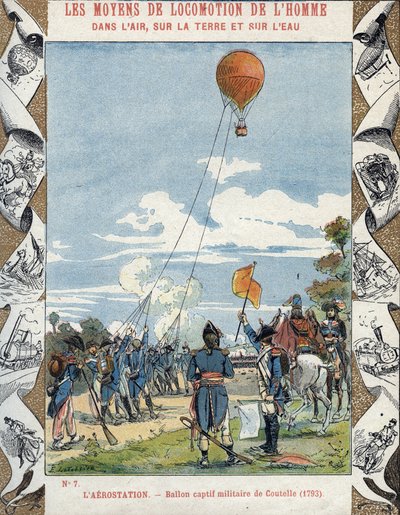 法国工程师让-玛丽-约瑟夫（Jean-Marie-Joseph）-库泰尔（1748-1835）为法国革命军建造的气球，用于监视敌人的情况 作者 E.莱特里尔