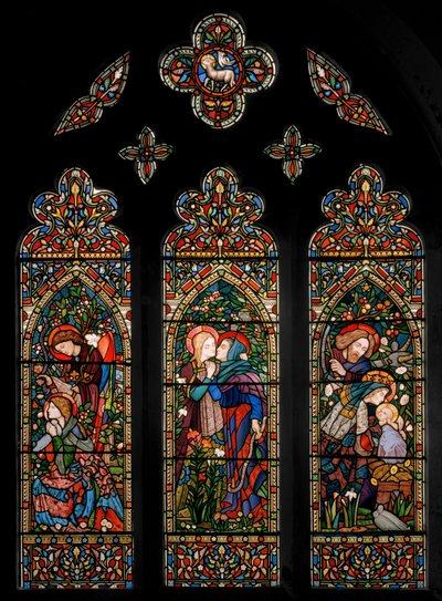 1860年，天使报喜，探访和耶稣降生 作者 E.和Halliday Burne Jones