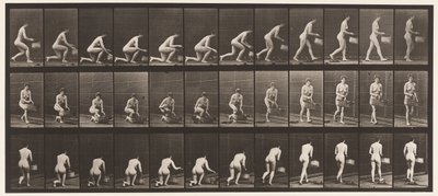 板251.跪在左膝，左手篮和上升，1872-1885 作者 爱德沃德·迈布里奇