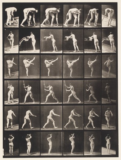 Plate 526. A, Lifting Ball; B, Emptying Bucket of Water 作者 Eadweard Muybridge
