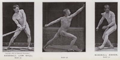 The Human Figure in Motion: Baseball, low ball; Baseball, error (b/w photo) 作者 爱德沃德·迈布里奇