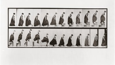 女人爬楼梯和跳下来，板块173从动物运动，1887年 作者 爱德沃德·迈布里奇