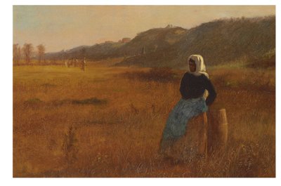 在一天的闭幕时，c.1878-80（船上的油） 作者 伊士曼·约翰逊