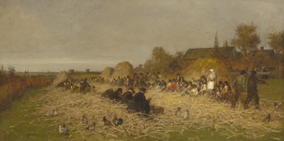 Husking Bee，楠塔基特岛，1876年 作者 伊士曼·约翰逊