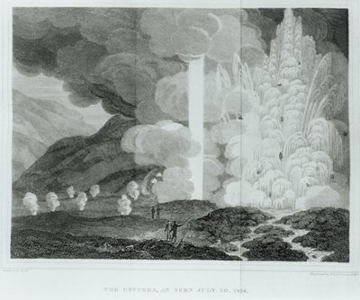 冰岛Strokkr的大喷泉，来自冰岛：或者，Ebenezer Henderson在该岛居住的杂志，1819年出版（bw照片） 作者 埃比尼泽·亨德森（Ebenezer Henderson）