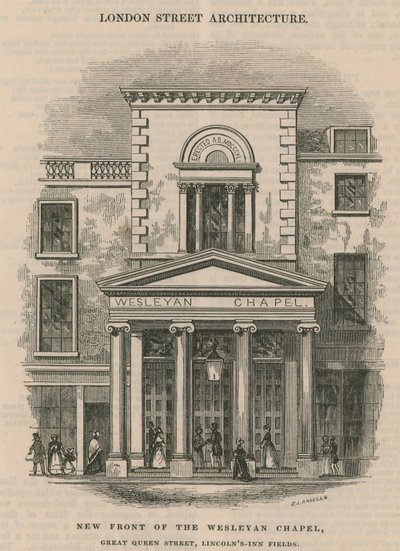 Wesleyan Chapel的新前面，Great Queen Street，Lincoln&39;s Inn Fields 作者 埃比尼泽·兰德尔斯