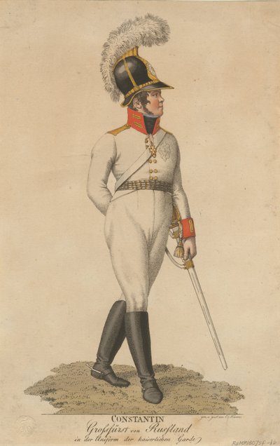 俄罗斯大公康斯坦丁-帕夫洛维奇的画像，1779-1831年，1807年 作者 Eberhard Siegfried Henne