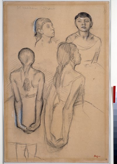 4 对年轻舞者的研究 埃德加·德加（Edgar Degas，1834-1917 年）用粉笔和木炭画画。 0.49 x 0.31 兆帕。 卢浮宫 作者 埃德加·德加