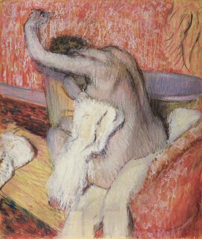 沐浴后，女人干燥自己，c.1889-90（粉彩） 作者 埃德加·德加