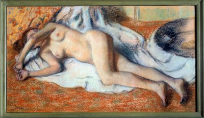 沐浴或裸露后，埃德加·德加（Edgar Degas）的粉彩画 作者 Edgar Degas