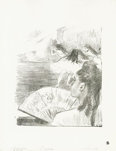 在剧院-带风扇的女人，约1878-80年 作者 埃德加·德加