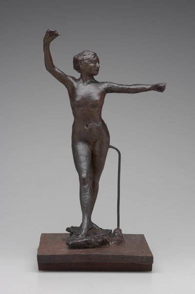 舞者准备与她的右脚向前跳舞，1882-95（蜡和混合媒体） 作者 Edgar Degas