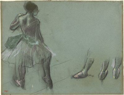 从后面看到的舞者和三个脚的研究，约1878年。 作者 埃德加·德加