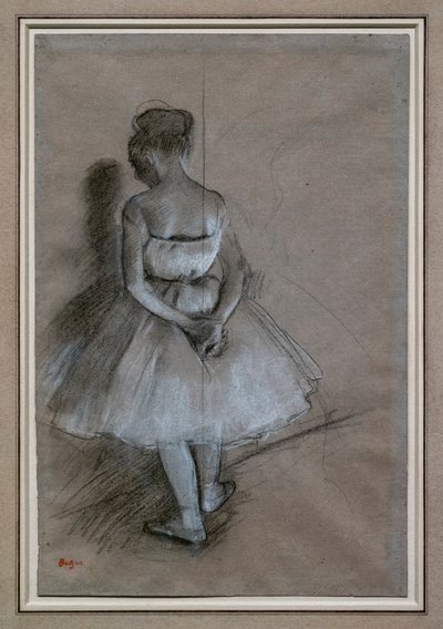 Dancer standing, hands crossed behind her back. 1874. Pencil, white gouache highlights on paper. David Lachenmann Collection. 作者 埃德加·德加
