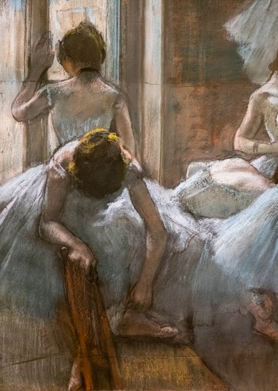 舞蹈家（细节）。1884-1885.纸上粉笔画。 作者 埃德加·德加