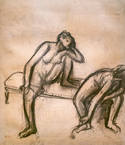 Dancers at rest. Around 1900. Charcoal on paper glues on cardboard. 作者 埃德加·德加