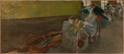排练室的舞者用低音提琴演奏，c.1882–85（布面油画） 作者 埃德加·德加