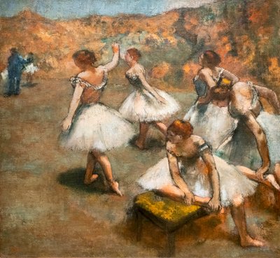 舞台上的舞者。大约1889-1894年。布面油画。 作者 埃德加·德加
