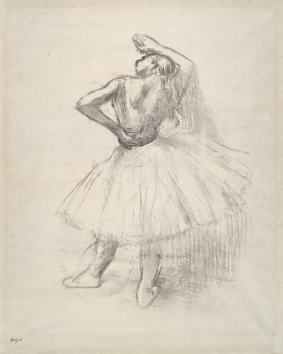 站立的舞者，右臂抬起，c.1891（纸上绘画的防图） 作者 埃德加·德加