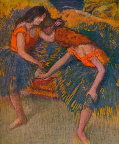 两个舞者黄色胸花c1902 作者 埃德加·德加