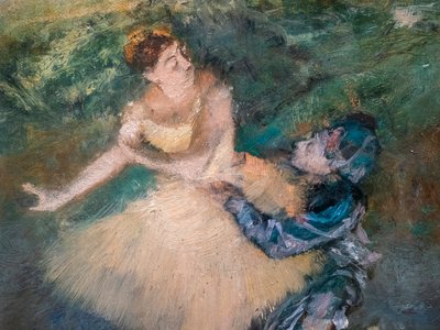 Harlequin and Colombine (detail). Around 1895. Oil on wood. 作者 埃德加·德加